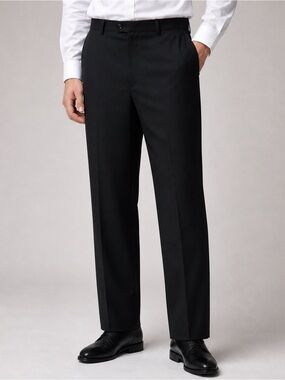 Zanella Devon Wool Trousers Mens 37 X 30 Flat Front Straight Leg Dress Pants